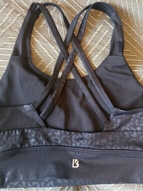 Black Strappy Sports Bra with Leopard print